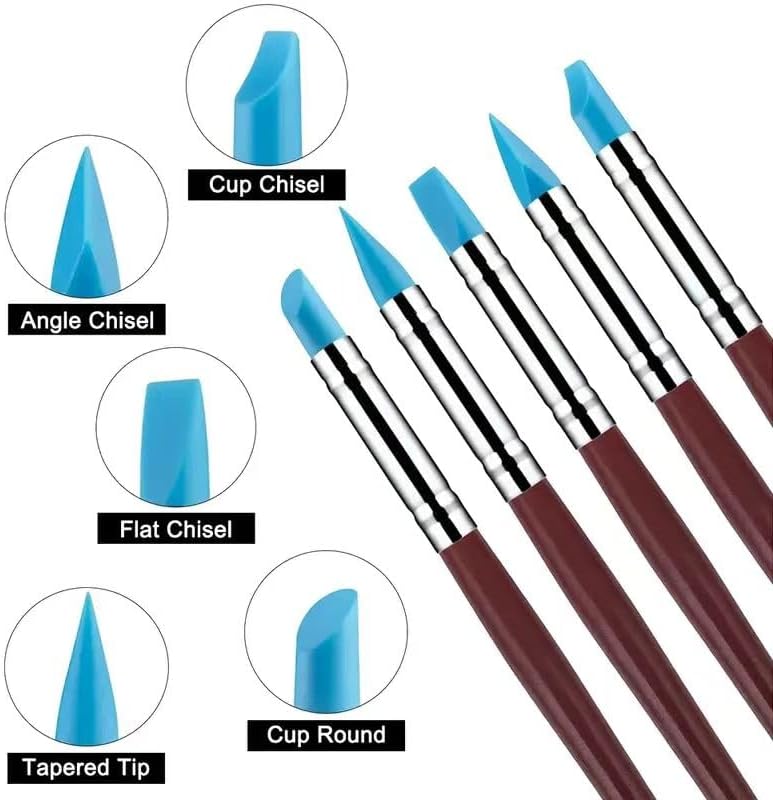 43PCS Polymer Clay Tools Kit, Clay Sculpting Art Tool Set with Wooden Carving Tools, Ball Stylus, Silicone Scrapers, Art Brushes & Detail Needles for Pottery, Modeling, DIY Crafts for Beginners-Black - Image 3