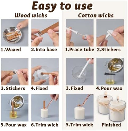 Candle Wicks Kit for Candle Making, 50 Wood Wicks - Image 5