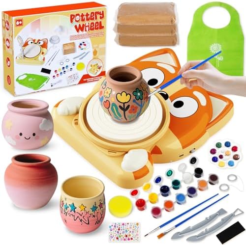 Pottery Wheel for Kids, Complete Pottery Kit for Beginners, Arts and Crafts for Kids Ages 8-12, with Air Dry Clay Painting Kit Sculpting Tools, Birthday Gift for Boys Girls 6 7 8 9 10 11 12 (Dog) by Innofans