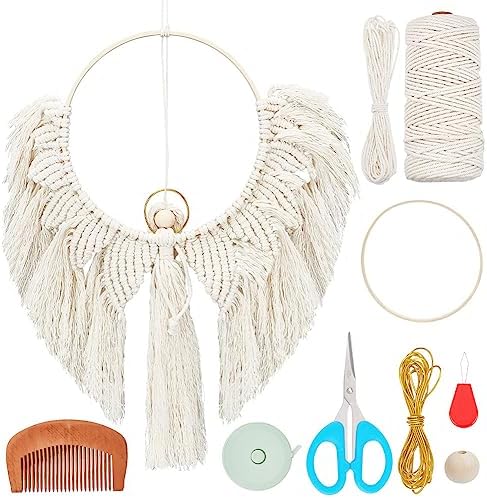 INFUNLY DIY Macrame Kit Angel Wings Boho Macrame Angel Tapestry DIY Christmas Macrame Kits for Adult Beginners Macrame Woven Wall Hangings with Instruction Video for Wedding Office Living Room Bedroom by INFUNLY