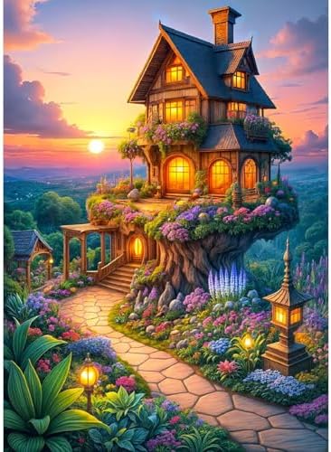 VIGEGU House Paint by Numbers Kit for Adults Beginner,Easy Adult Paint by Number Kits on Canvas DIY Painting for Beginners Art by Numbers for Home Wall Decor 16x20 Inch by VIGEGU