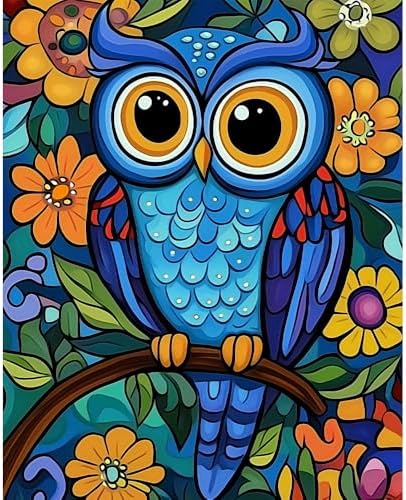 Natuyalo Paint by Numbers for Adults Beginner, Owl Acrylic Painting by Number Kits Animal DIY Art Craft Kits Suitable for Home Wall Decoration Frameless (16x20 Inch) by Natuyalo