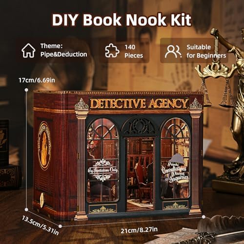 TOYQI Book Nook Kit for Adult, DIY Miniature Dollhouse Kit,Detective Agency - Image 5