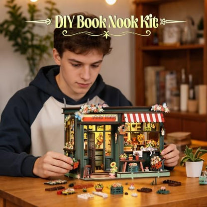 KERNOWO Book Nook Kit, DIY 3D Wooden Puzzles for Adults, Teens and Beginners, Miniature Tiny House Kit for Bookshelf Decor, Bookish Gift for Family, Friends, Book Lovers - Image 6