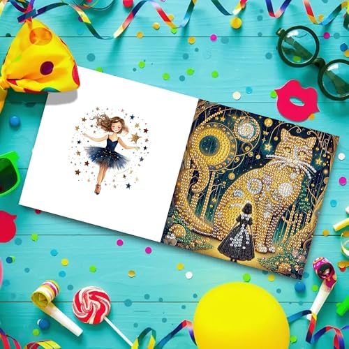 DIZAKIM 6-Piece Christmas-Themed Diamond Painting Greeting Cards Christmas Eve DIY Craft Kit Birthday Gift (Dreamlike Starry Sky) - Image 4