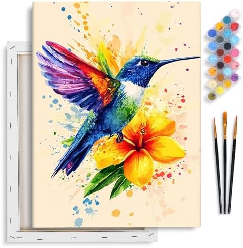 Yezavesu Hummingbird Framed Paint by Numbers Kit for Adults Beginner by Yezavesu