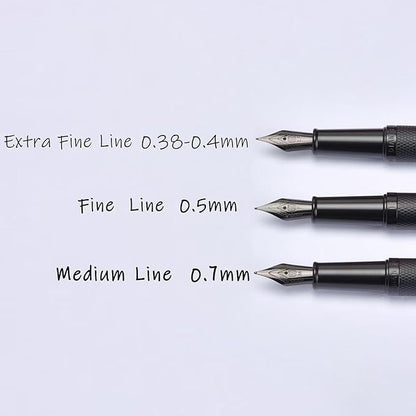 Black Forest Fountain Pen Fine Nib, Ink Cartridge Not Included, Classic Design with Converter and Metal Pen Case Set
