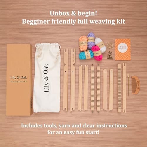 Lily & Oak Weaving Loom for Adults & Kids - Weaving Loom Kit | Beginner-Friendly Table Loom & Lap Loom with Yarn, Tools & Instructions | Wooden Loom for Multicraft Projects (15.8 x 11.8 inches) - Image 2