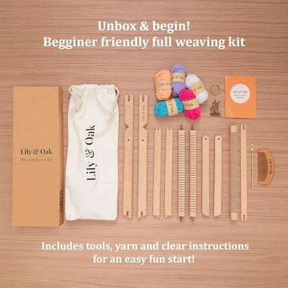 Lily & Oak Weaving Loom for Adults & Kids - Weaving Loom Kit | Beginner-Friendly Table Loom & Lap Loom with Yarn, Tools & Instructions | Wooden Loom for Multicraft Projects (15.8 x 11.8 inches) - Image 2