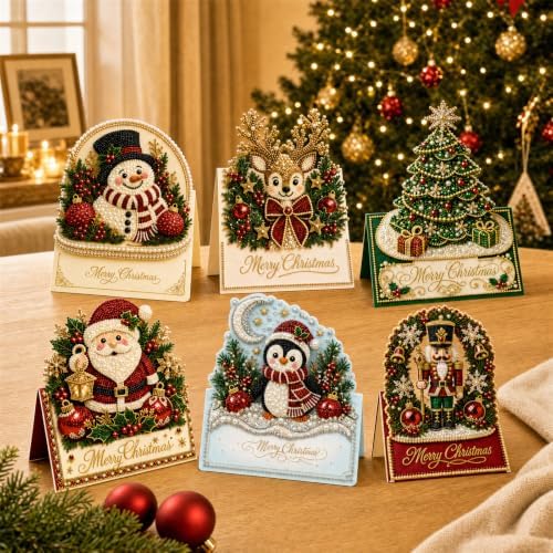 6 Pcs DIY Christmas Pearl Diamond Art Cards for Adults，Lighthouse - Image 3