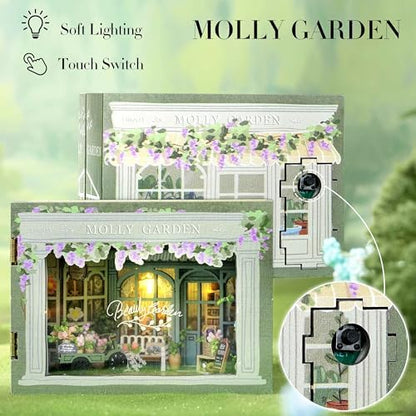 Sutinban Mini House, Flippable DIY Miniature House Kit 1:100 Tiny House Kit, Perfect DIY Birthday Festival Gift for Friends, Lovers and Families (Molly Garden) - Image 4