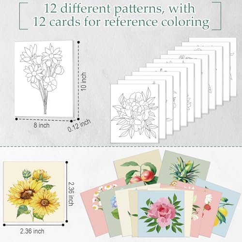 Ctosree 12 Sets Pre Drawn Canvas Kit for Painting,Simple Flower,8 x 10 in - Image 2