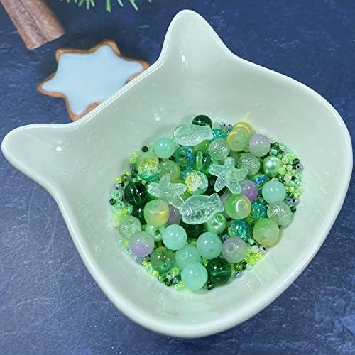 Assorted Glass Resin Beads Multi Size Colors Smooth Cracked Gravel Millet Spacer Beads for Bracelets Necklace Earring DIY Jewelry Making Craft(Xizi Green Series) - Image 2