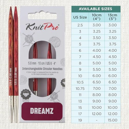 KnitPro Dreamz Interchangeable Circular Needles 4" (10cm) | US Size 8 (5mm) - Image 4