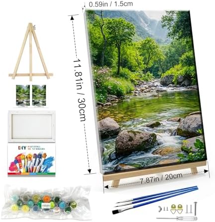 JOOZ Landscape Paint by Number Kit for Adults Beginner with Easel Mountain Adult Paint by Number Kits on Canvas with Frame Forest DIY Oil Painting Kits for Gift Home Wall Decor 7.87x11.81 Inch - Image 2