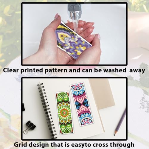 ACRNIGHEET 6PCS Cross Stitch Bookmark Kit for Beginner Mandala Stamped Cross Stitch Kits for Adults DIY Embroidery Bookmark Kits Crossstitch Kits Adult with Instructions Hand Craft Gift 11CT - Image 3