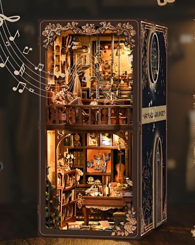 Book Nook Kit - DIY Detective Miniature Book Nook Kits for Adults 3D Wooden Puzzle Bookshelf Insert with Music and LED Lights Unique Birthday Gift for Home Decor & Model Building - Image 4