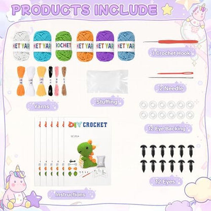 Mobelixy 6PCS Crochet Kit for Beginners, 2026 Christmas Knitting Kit with Step-by-Step Video Tutorials, Beginner Crochet Kit for Adults (Blue) - Image 2