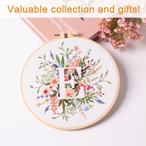 Harimau Letter E Pattern Embroidery Kit for Adult Beginners, Complete Starter Pack with 1 Hoop, Needles, Instruction Guide & Embroidery Stitch Video Tutorials - Image 5