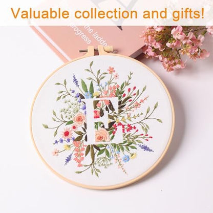 Harimau Letter E Pattern Embroidery Kit for Adult Beginners, Complete Starter Pack with 1 Hoop, Needles, Instruction Guide & Embroidery Stitch Video Tutorials - Image 5