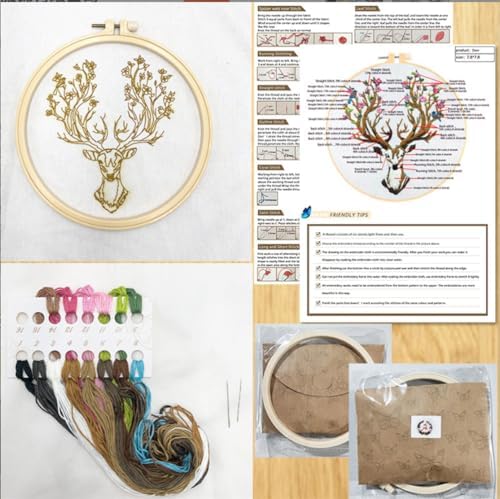 Meecaa XXXX Embroidery Kit Starter Set, Hand Embroidery Set,Pattern Printed Cross Stitch Set for Beginner Adults, with Embroidery Hoop and Instructions (Peacock) - Image 5