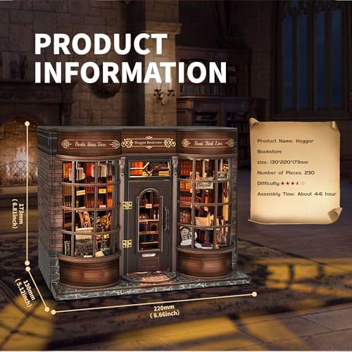 Book Nook Kit Vintage Library 3D Wooden Puzzle with Openable Door - Image 3