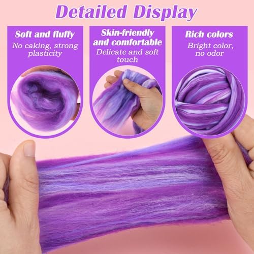 7.02 oz Colored Wool Roving Felting Wool Bulk Needle Felting - Image 6