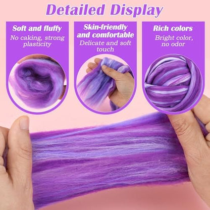 7.02 oz Colored Wool Roving Felting Wool Bulk Needle Felting - Image 6