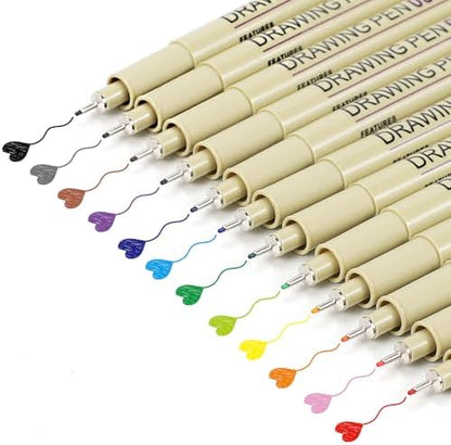 Muchcute 05 Micro Fineliner Drawing Art Pen,12 Colors 0.45mm No Bleed Bible - Image 2