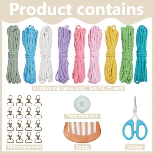 16Pcs Colorful Daisy Keychain Making Kit with Instruction, Adult Boho Macrame Cord Keychain DIY Craft Supplies Kits for Beginners, Elegant Daisy Keychains Decoration for Phone, Car, Key - Image 2
