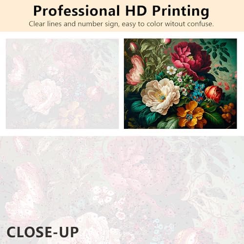 DIY Paint by Numbers Kit for Adults - Beautiful Flower Bunch Paint by Number Kit on Canvas for Beginners Home Wall Decor Pre-Printed Art-Quality Canvas Acrylic Paints Girls' Crafts Framed 16x20 Inch - Image 3