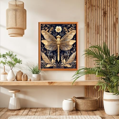 Lxmsja Dragonfly Paint by Numbers Kit for Adults, Vintage Leaves Acrylic Paint by Numbers for Adults Beginner, DIY Craft Supplies Oil Painting Kits for Home Wall Decor 16x20 inch (No Frame) - Image 4