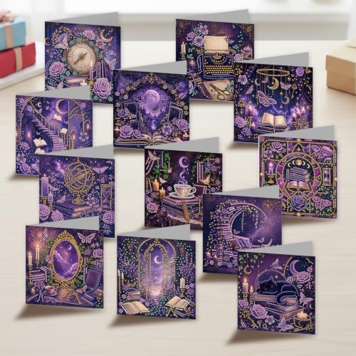 LAKEQUILL DIY Diamond Art Painting Greeting Kit, 12 Pieces, Creative Craft Set，Dark Academy - Image 2
