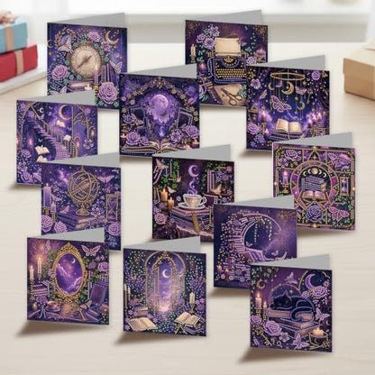 LAKEQUILL DIY Diamond Art Painting Greeting Kit, 12 Pieces, Creative Craft Set，Dark Academy - Image 2