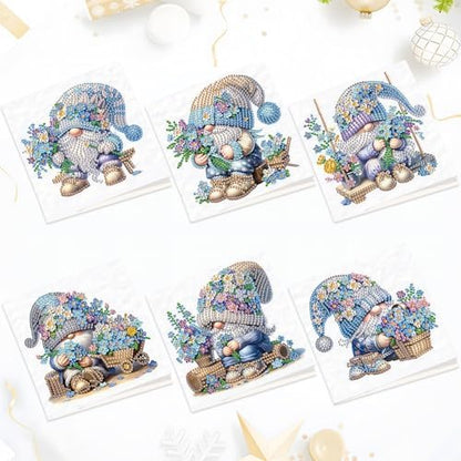 MVVMTOP 6pcs Diamond Art Painting Greeting Card, DIY Flower and Dwarf Diamond Art Greeting Card for Blessing and Wishe Special Shaped Diamond Arts Crafts for Christmas Birthday Thanksgiving Day by MVVMTOP