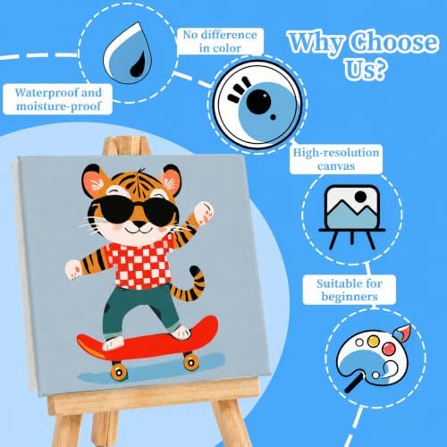 4 Packs Cute Animal Paint by Numbers Kit for Adults with Frame 8x8inch - Image 3