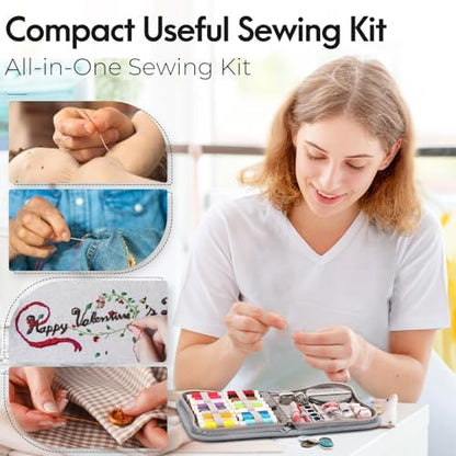 Coquimbo Sewing Kit Gifts for Adults Teen Grils Women Mom Grandma, Portable Sewing Supplies Contains Tape Measure, Scissors, Thimble, Thread, Sewing Needles (Gray, M) - Image 5