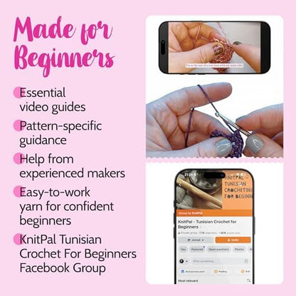 KnitPal Dishcloth Crochet Kit for Beginners (Plum Purple + Blush Pink) - Image 5