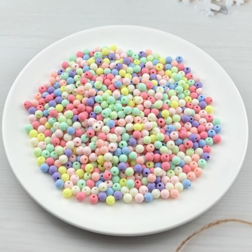 700pcs Acrylic Round Beads for Crafts 6mm Resin Candy Color Spacer Beads with Hole for Jewelry Making Sewing Crafts Decoration Necklaces Bracelets Earrings Supplies(Frosted Mix Colors) - Image 2