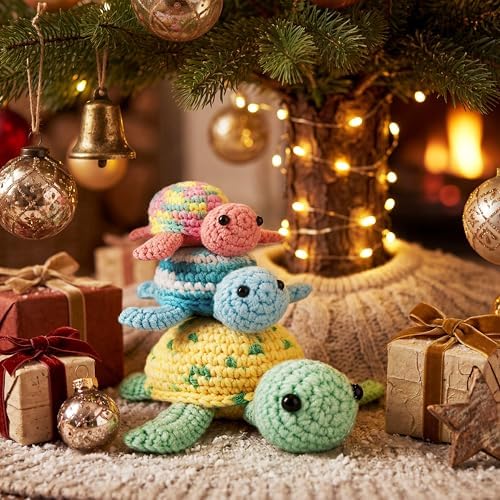 Crochetta Crochet Kit for Beginners, Beginner Crochet Kit for Adults with Step-by-Step Video Tutorials, DIY Crochet Animal Kits Knitting Supplies, 3 Pack Turtle (40%+ Yarn) - Image 4