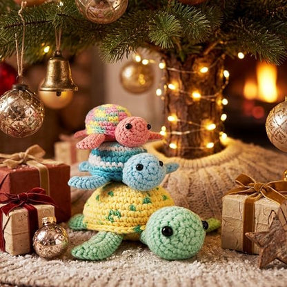 Crochetta Crochet Kit for Beginners, Beginner Crochet Kit for Adults with Step-by-Step Video Tutorials, DIY Crochet Animal Kits Knitting Supplies, 3 Pack Turtle (40%+ Yarn) - Image 4