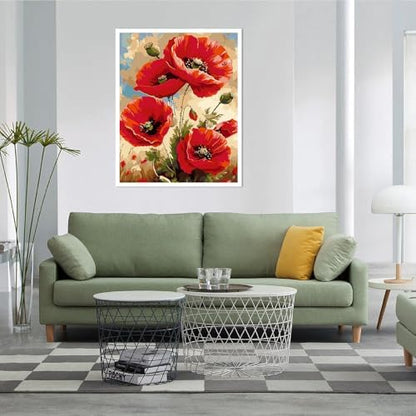 AALBLAC Flowers Paint by Numbers for Adult - Poppy Flower Paint by Numbers Kit for Adults Beginners, Easy Flowers Acrylic Painting on Canvas for Home Wall Art Decor 16x20 Inch - Image 4