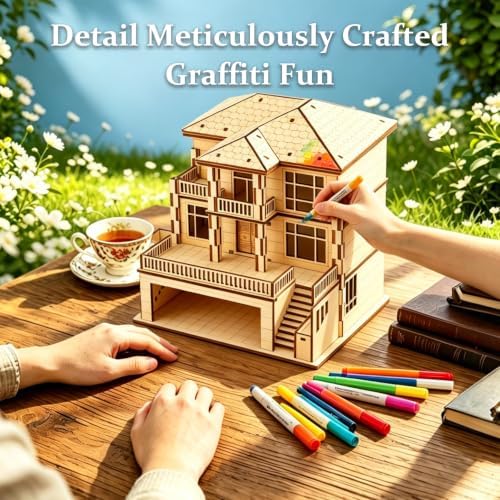 3D Wooden Puzzle for Adults DIY Miniature House Building kit Three Layer - Image 5