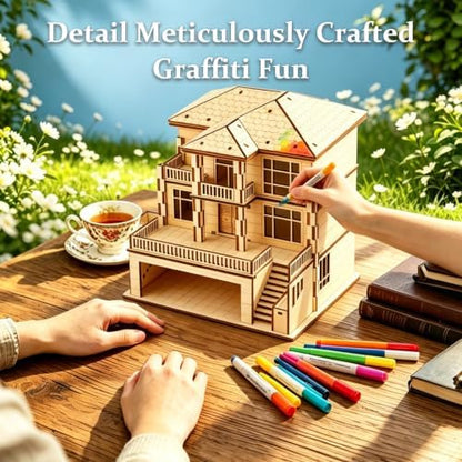 3D Wooden Puzzle for Adults DIY Miniature House Building kit Three Layer - Image 5