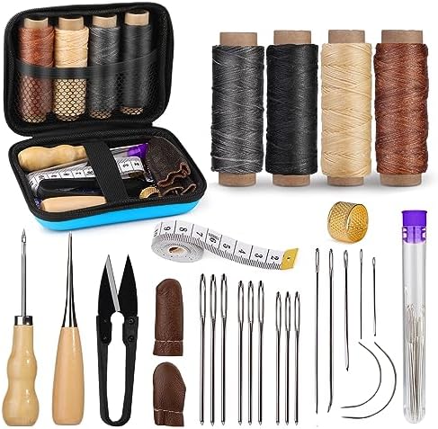 Leather Sewing Kit Leather Stitching Kit with Sewing Awl Waxed Thread by MORFEN