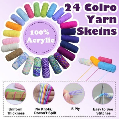 Lewhoo Crochet Kits for Beginner, 25g×24 Yarn Bundles - Image 2