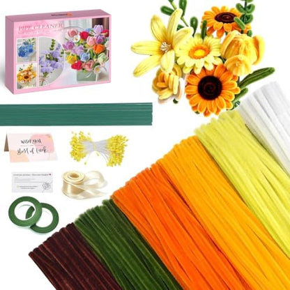 AHAMETON 620Pcs Sunflower Pipe Cleaners Flower Kit,Chenille Stems Craft by AHAMETON