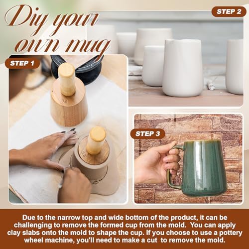 Juexica 3 Pcs Pottery Mug Mold Set Wood Mold(11oz 15oz 20oz,Narrow-mouthed) - Image 4