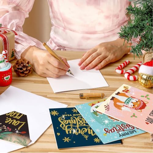 Saillong 24 Pack Christmas Diamond Painting Greeting Cards with Envelopes - Image 2