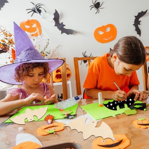Large Size 7inch Wooden Halloween Ornaments to Paint,Bat Cutouts Unfinished DIY Blank Unfinished Pumpkin Wood Discs Ornament for Crafts Hanging Autumn Decorations 10PCS - Image 3